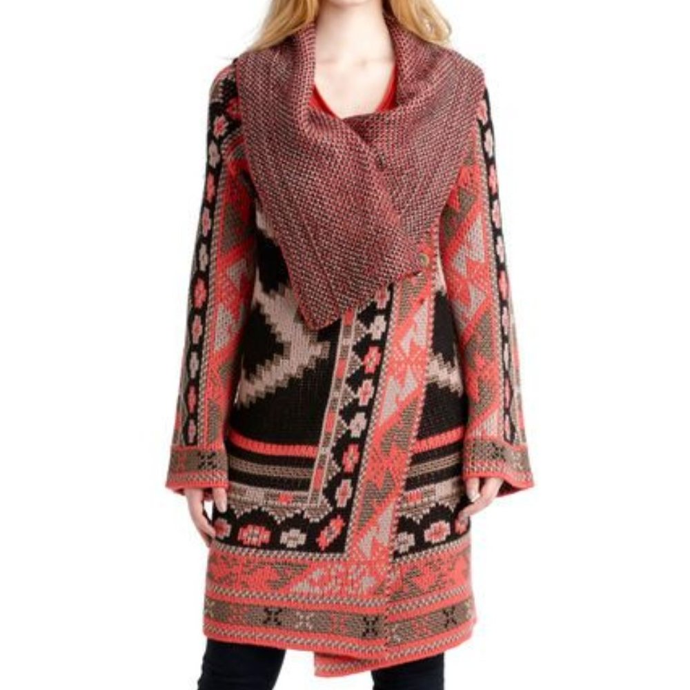 Rachel Roy Wanderer Bohemian Long Line Sweater Size L